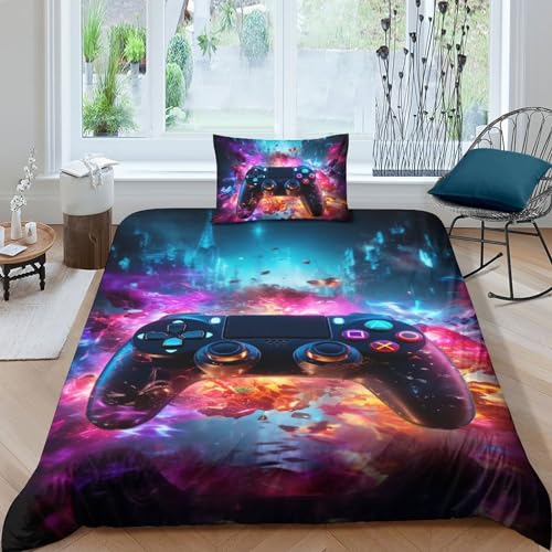 Parure de couette joueur avec impression 3D premium et microfibre douce