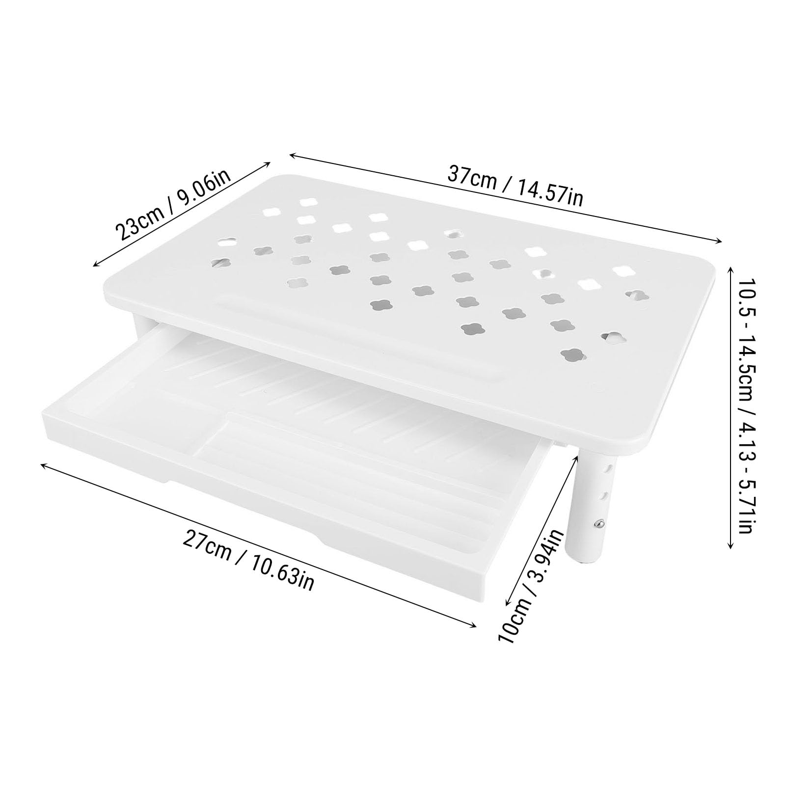 Standing Desk Height Adjustable Carbon Steel 3 Levels Ventilation Holes with Drawer for Laptop Riser Printer Shelf Document — view 9