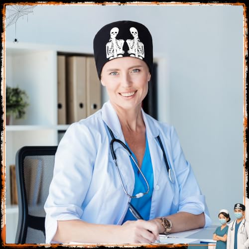 Image of Unittype 4 Pcs Nurse Caps for Women Nursing Working Caps with Button and Sweatband Adjustable Elastic Scrub Hats for Dentist