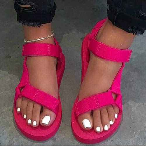 OcaseQ Damen Flache Sandalen Mädchen Knöchelriemchen Sandalen Frauen Sandalen Flache Sandalen Lässig Sommer Peep Toe Plateau Sandaletten Cover