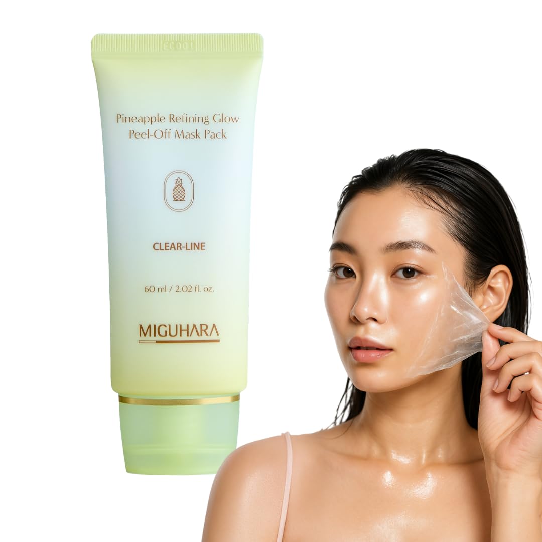 MIGUHARA Pineapple Refining Glow Peel-Off Mask Pack, Facial Mask with Pineapple Extract & Jojoba Seed Oil for Hydrated, Glowing Look and Korean Glass Skin – Smooth, Radiant Skin (60ml/2.02 fl.oz.)