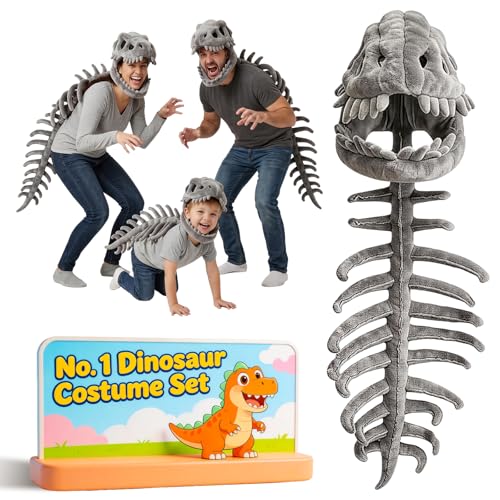 NLCCLTQ Toddler Dino Skeleton Costume Kids 3-5 Wearable Dinosaur Skeleton Costume Adult My Cozy Headgear Outfit Snug Dino Plush (S)