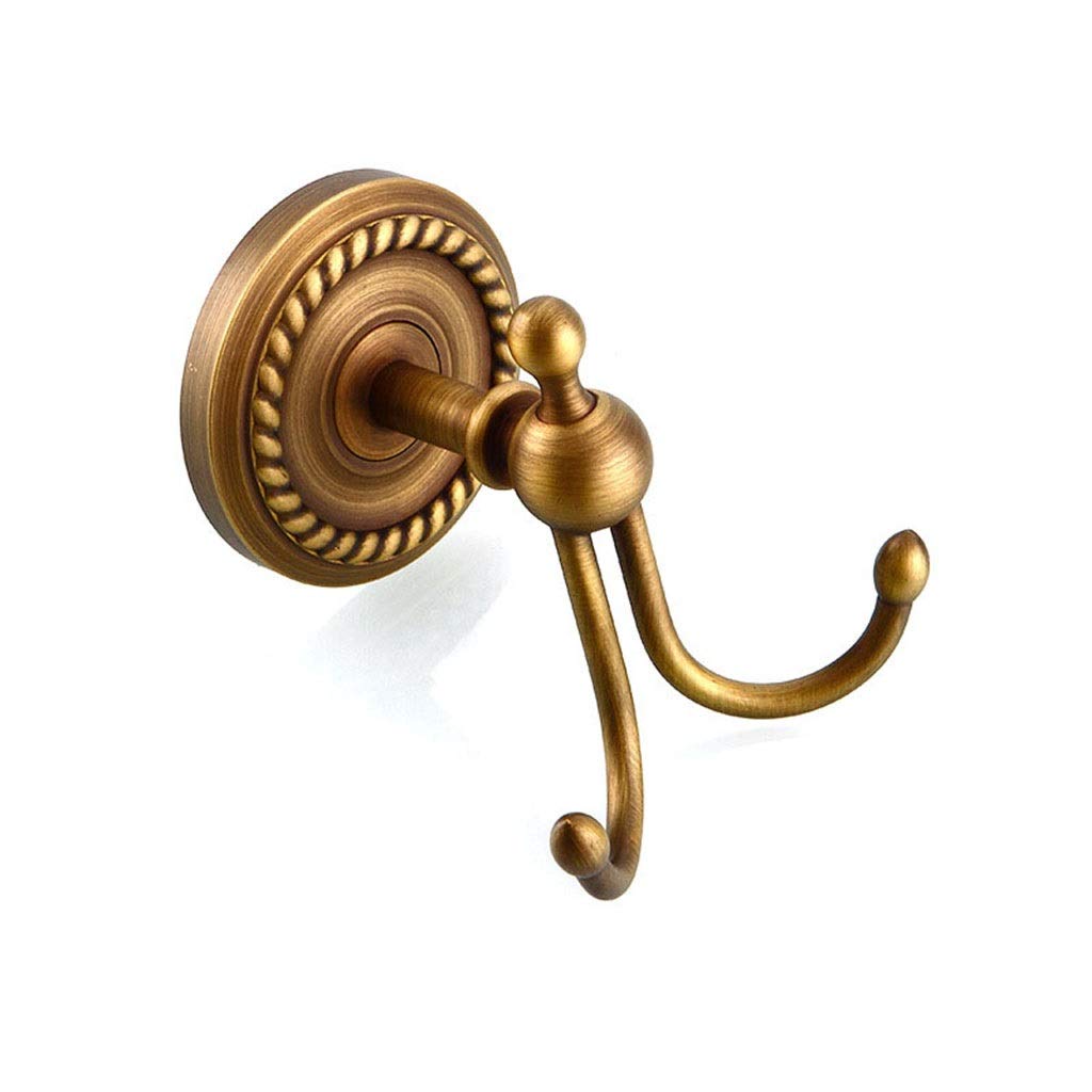 DXTFDHB Brass Double Clothes Hooks, Towel Coat Hooks, Vintage Retro Design Wall Mounted Solid for Bathroom Bedroom