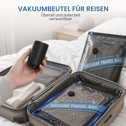 ZOESTORAGE Vakuumbeutel für Kleidung Reise, 18 Stück, mit Pumpe, Blau - Image 3