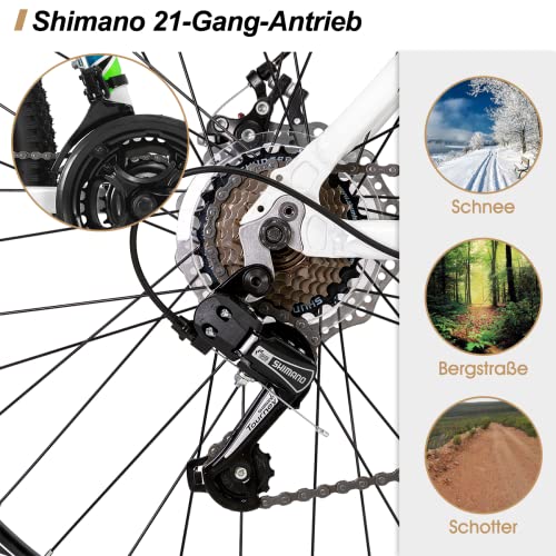 Hiland Mountainbike, MTB, 26 inch, met 432 mm/482 mm, aluminium frame, 3/6 spaakwielen, eendelig loopwiel met schijfrem… - Afbeelding 5