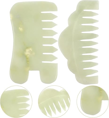 Miniatura 5 de Healifty Peine de masaje, 2 piezas, peine de cuero cabelludo Guasha, herramienta de masaje de raspado Gua Sha para el cuidado de la cabeza (verde)