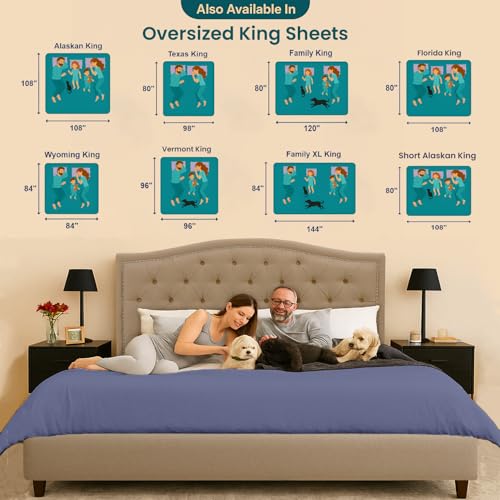 Image of SGI 108 inchx80 inch 4Pc Short Alaskan King Sheet Set 600 TC 15 inch Mediterranean Blue