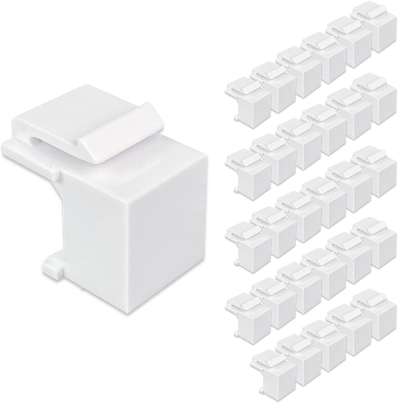 Iwillink 30-Pack Blank Keystone Jack Inserts for Keystone Wall Plate and Patch Panel, White