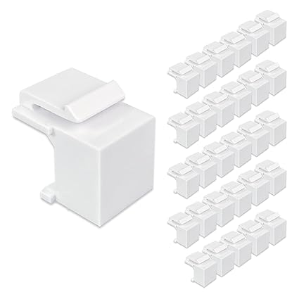 Blank Keystone Jack Inserts for Keystone Wall Plate and Patch Panel, 30-Pack, White