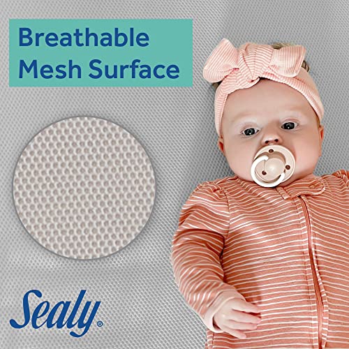 Sealy Crib Mattress & Toddler Bed Mattress|Airy Night 2-Stage Breathable Airy Mesh Antibacterial Baby Mattress, Sustainable Core, Cotton, Greenguard Air Quality Certified - Made In Usa, 52"X28" #TOP1