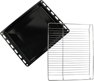 Universal Oven Shelf and Enamel Baking Tray Set 465 x 375mm, Replacement Oven Grill Rack and Baking Tray for Ovens, 2-Piece Cooking Set