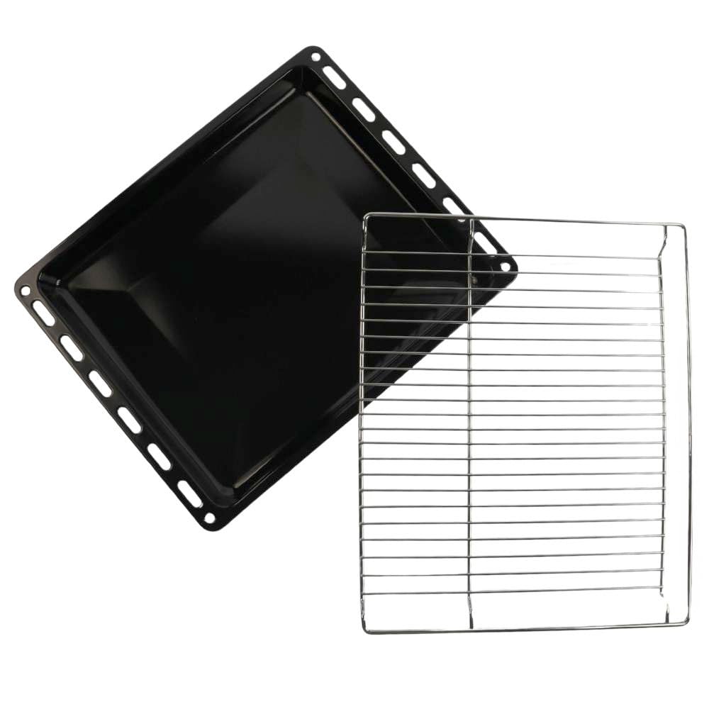 Universal Backofenregal & Emaille Backblech Set 465 x 375 mm, Ersatz Backofen Grillrost und Backblech für Backöfen, 2-teiliges Kochset