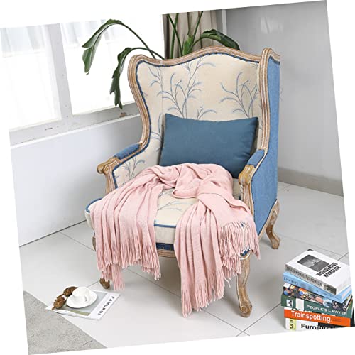 Couverture tricotée à franges rose 170x127 cm drap de lit - 6