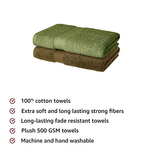 Image of Amazon Brand - Solimo Microfibre Reversible Comforter, Single (Pale Grey & Steel Grey, 200 GSM) 100% Cotton 2 Piece Bath Towel Set, 500 GSM (Sepia Brown and Olive Green)