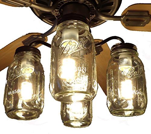 Mason Jar Ceiling Fan Light Kit Only! NO Fan Included by Lamp Goods- Farmhouse, Kitchen, Country, Cottage