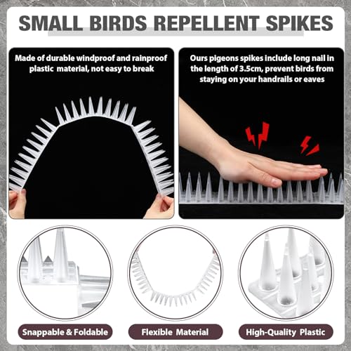 image for Geetery 48 Pack Bird Spikes Bulk Transparent Plastic Bird Spikes for S