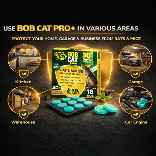 Image of Bob Cat Rat & Mouse Repellent Gel Balls | Herbal & Natural Formula | Long-Lasting 30 Days Protection |Eco-Friendly & Safe | For Home, Kitchen, Warehouse, Factory & Office | Pack of 18 |FORMULATION 30X