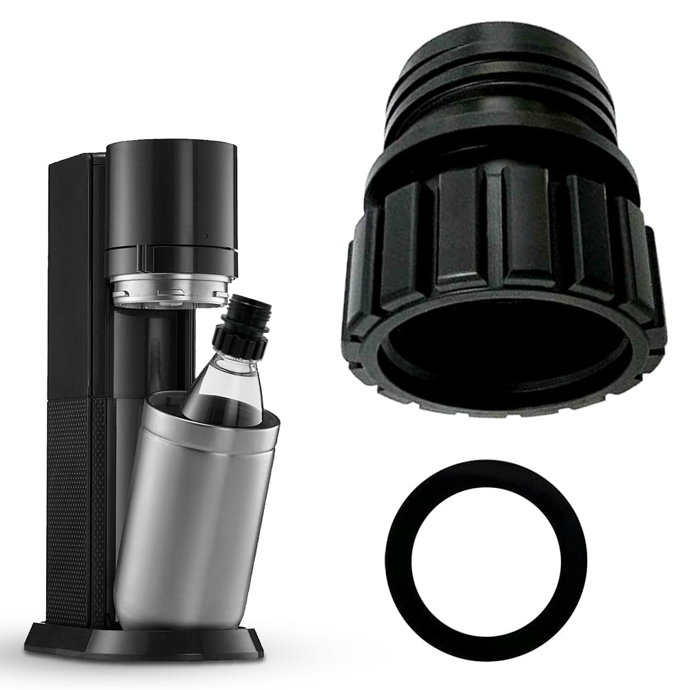 Schwarzer Adapter für Sodastream Terra Glasflasche, Glasflaschen & Terra Flaschen – Kompatibel mit Sodastream Crystal 0,7 l, Einfache Installation, Tragbar (Flasche & Maschine nicht inklusive)