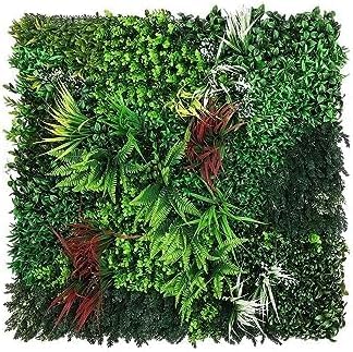 M.J COMFY-LIFE Artificial Hedge Plant Panels 100 x 100cm Grass Plant Wall Panels Green Privacy Living Wall Fence Screening Home Garden Spring Leaf Backdrop for Indoor Outdoor (Type F)