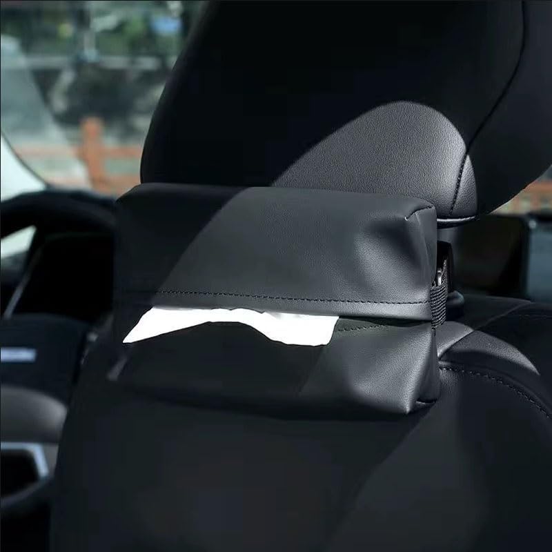 Leather Model Adjustable Car Mounted Tissue Box with Hanging Bag