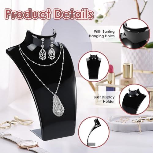 Support pour collier et bague en buste mannequin noir valorisant vos bijoux - 4