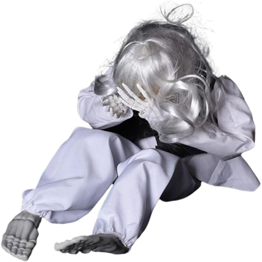 DXJ tairong Weeping Ghost Decoration for Halloween Sound and Touch Activated Scary Ghost Trembling and Crying Doll Ghost Prop Hidden in the Dark