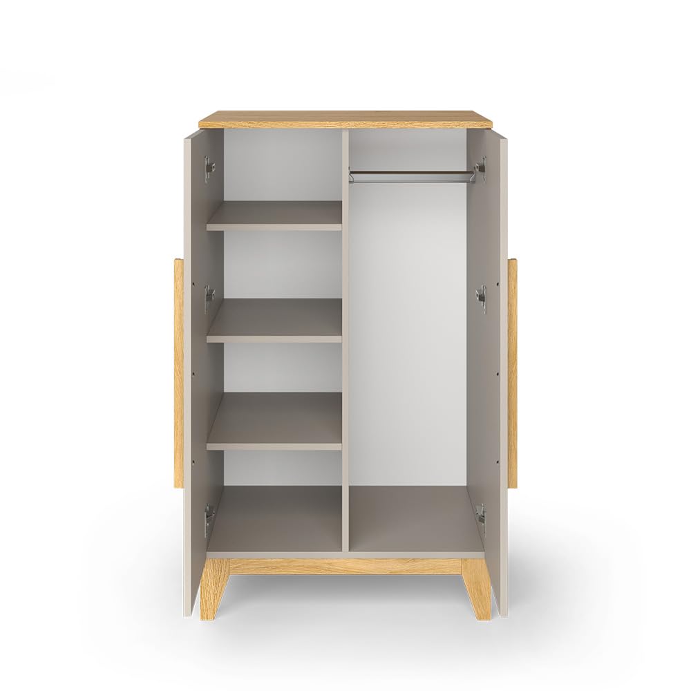VitaliSpa Kinderkleiderschrank Malia, Cashmere/Eiche, 70 x 120 cm, mit Einlegeböden und Kleiderstange zur flexiblen Aufbewahrung