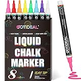 GOTIDEAL Liquid Chalk Markers, Fine Tip 8 Colors Washable Window Chalkboard Glass Pens, Paint and Dr