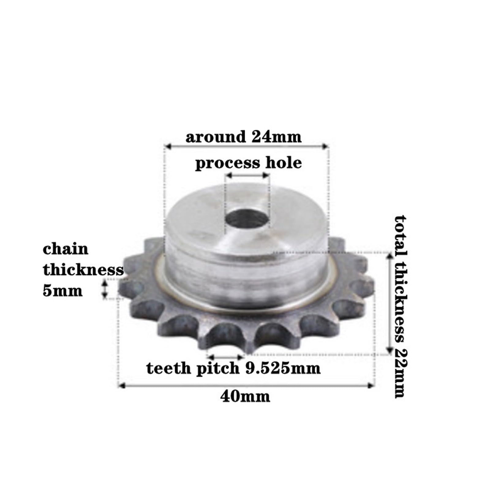Bevel Gear Pinion Hardware Mechanical 06B Chain Drive Sprocket 12 Tooth Carbon Steel Chain Gear Pitch 9.525mm Industrial Sprocket Wheel