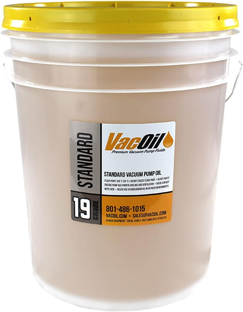 19 Grade Vacuum Pump Oil | 5 Gallon for Edwards, Welch, Leybold, Agilent, High Grade, Molecularly Distilled & Increases Vacuum Pump Life