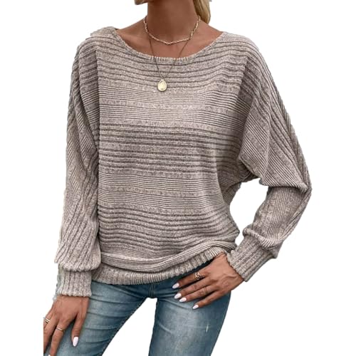 Inauguratei Tops, Inaugureate Clothing Women's Soft Solid Batwing Sleeve Pullover Long Sleeve Top Tunic Pullover Sweaters
