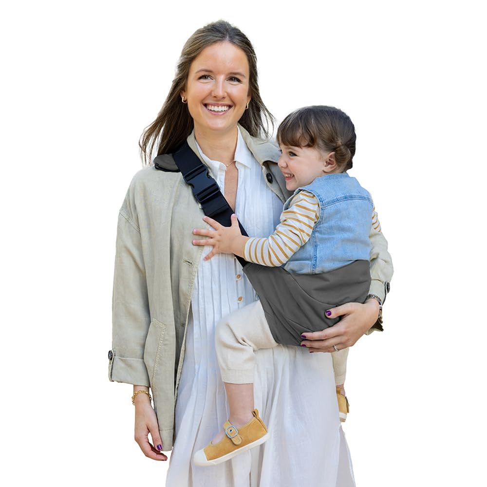 Jané Catch Fascia Portabebè Fianco, Porto Laterale, Regolabile, Ergonomica e Antiscivolo, 100% Cotone, 9-48 Mesi, Grigio
