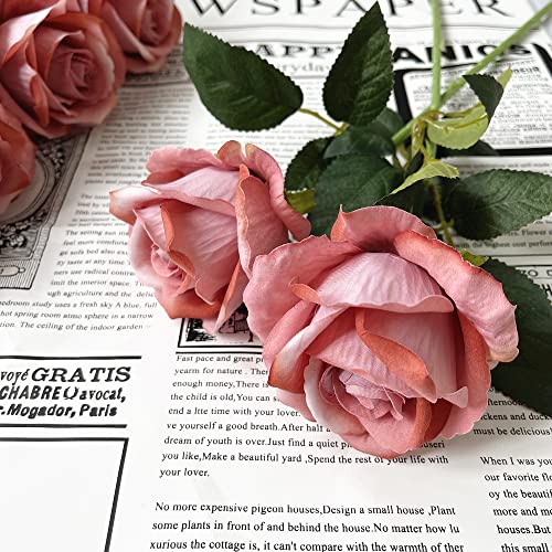 Ukeler 12 Pcs Artificial Silk Flowers Faux Roses With Long Stems Blossom Artificial Rose Flowers For Bridal Wedding Floral Bouquets Home Office Decor #TOP4