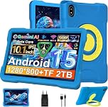 Tablet 10 Pollici Android 15 con 30GB RAM+TF 2TB, Octa-Core 2.0 Ghz, Gemini AI/Widevine L1, Bluetooth 5.05G WiFi,1080*800/5MP+8MP, 2026 ultimo Tablet Bambini con Caso EVA+Staffa girevole a 360°- Blu