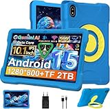 Tablette 10 Pouces avec 30Go RAM+TF 2To,Octa-Core 2.0 GHz/GMS, Gemini AI/Widevine L1/Éducative,5G WiFi/Bluetooth 5.0,5MP+8MP/FHD IPS,Newest Tablette Android 15 avec EVA Cas+360° Rotatif Support-Bleu