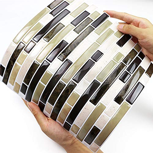 Yipscazo Peel and Stick Backsplash Tile for Kitchen, Kitchen Backsplash Peel and Stick in Beige (5 Sheets 10"x10") - Thumbnail 2