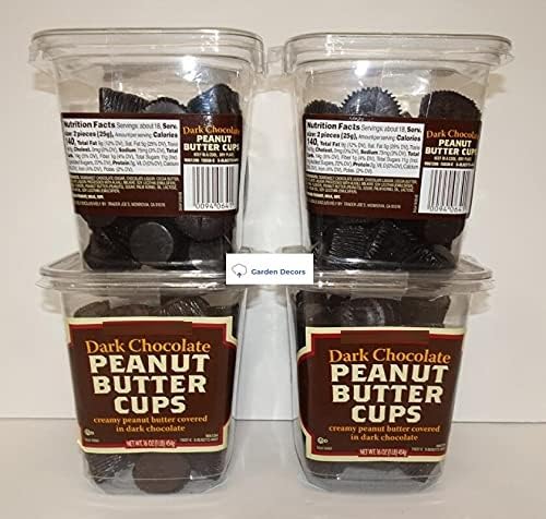 Trader Joe Dark Chocolate Peanut Butter Cups Container 16oz 454g (Four Containers)