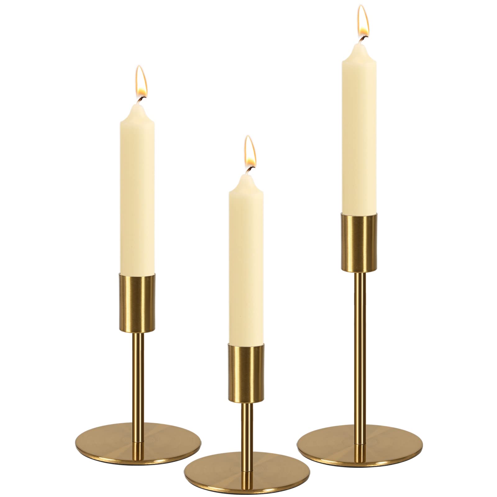Snapklik.com : Brass Taper Candle Holders - Set Of 3 Antique Brass ...