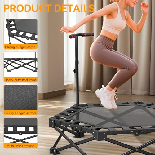 Foldable Trampoline for Adults - 42'' Rebounder with Adjustable Foam Handle Indoor/Outdoor Fitness Body Exercise - Image 5