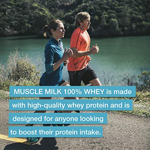 Image of Muscle Milk 100% Whey With Probiotics Protein Powder, Vanilla, 1.85 Pound, 23 Servings, 27g Protein, 2g Sugar, 1B CFU Probiotics, Low in Fat, NSF Certified for Sport, Packaging May Vary