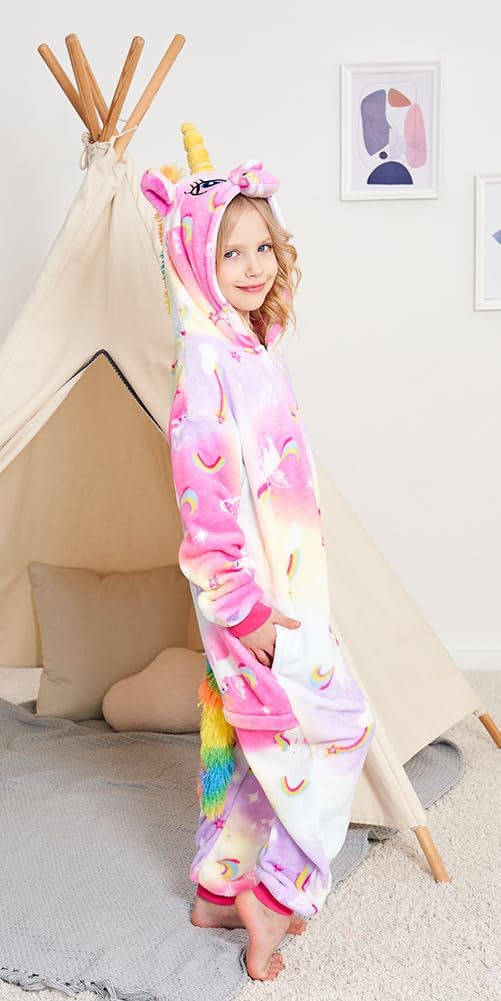 Kids Unicorn Onesie Animal Pajamas Halloween Cosplay Costume Sleepwear Gift for Girls - Image 5