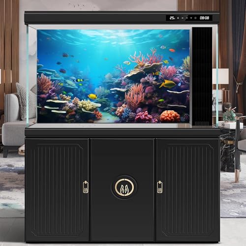 Image of Under The Sea Aquarium Background Vibrant Underwater Wonderland Terrarium Backdrop Coral Reef with Breathtaking Fish Tank Background Deep Ocean Underwater with Sunbeams Backgrounds 48x18in