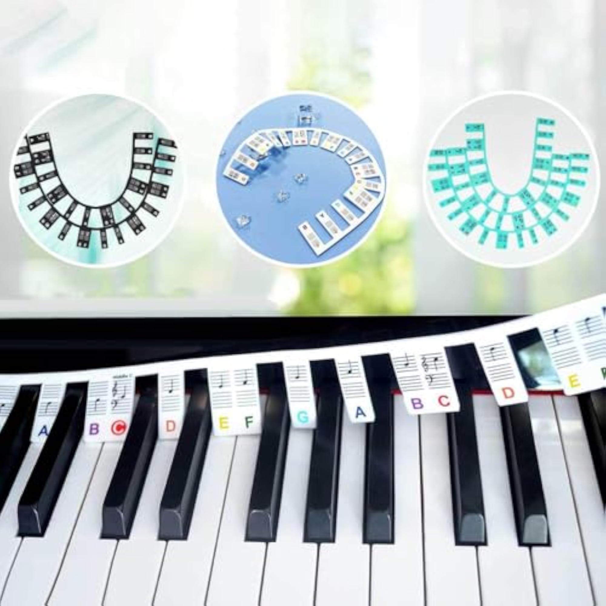Piano Sticker Removable Notes Guide for 61 Keys