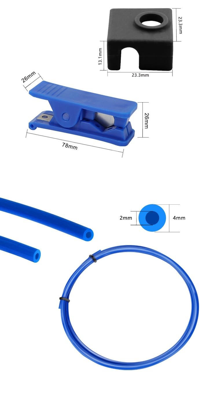 Kit Tubo PTFE 1M para impresora 3D, Tubo Teflón 1M Accesorios para Extrusor Filamento 1,75 mm (2-19 piezas)(19 pcs)