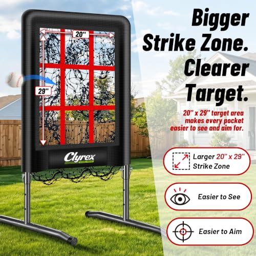 Image of 9 Hole Pitching Net with Strike Zone, Baseball Softball Pitching Target for Accuracy Training