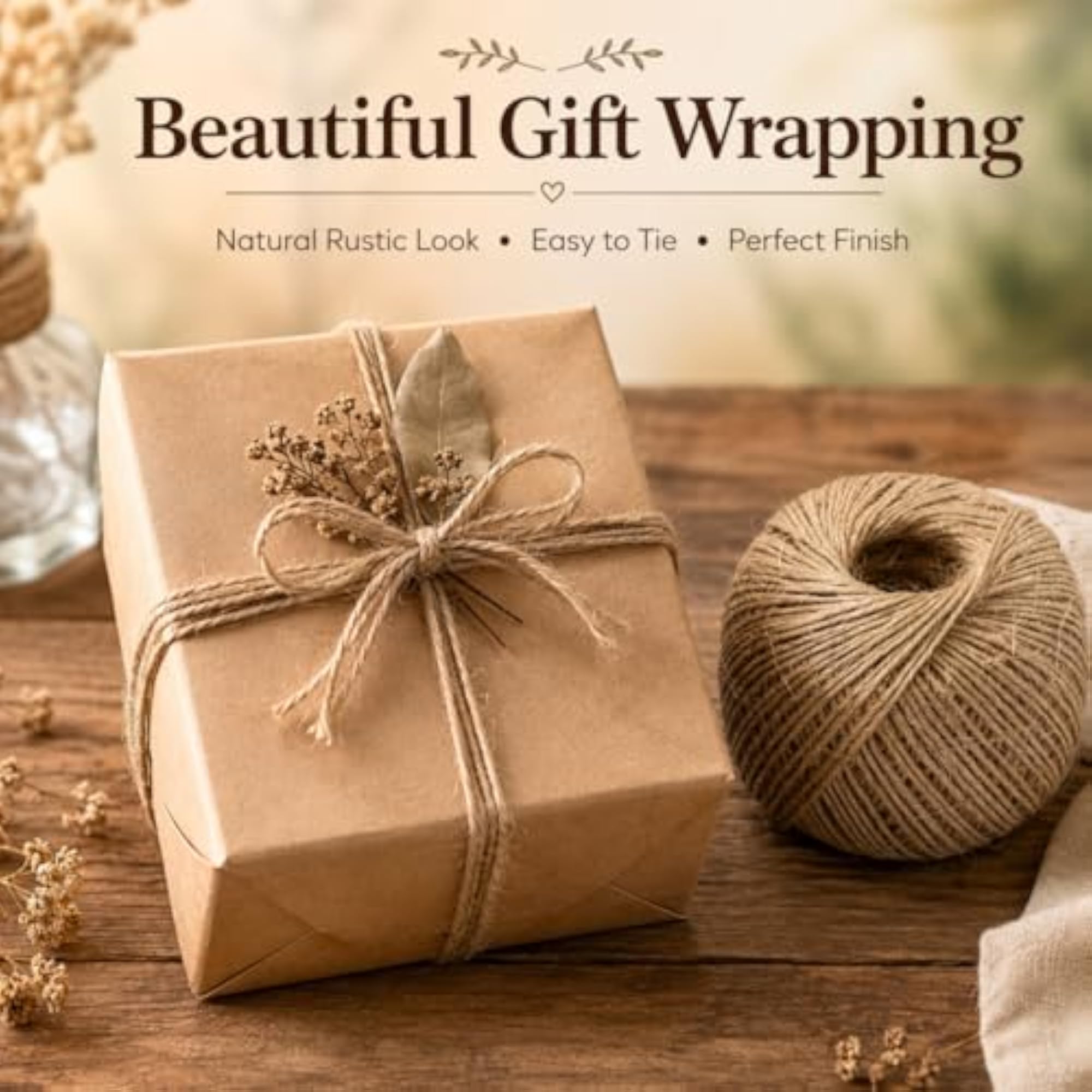 Natural Soft Jute Twine Rope, 60 Metres, Eco-Friendly