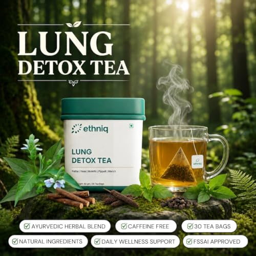Image of Ethniq Lung Detox Tea, Tulsi Mulethi Cleanse Tea for Smokers, 30 Tea Bags