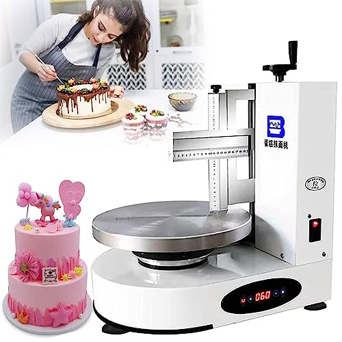 Rascador ajustable para bordes de tartas con plato giratorio de 35 cm, esparcidor automático de crema para alisar y pulir pasteles de 4 a 12 pulgadas
