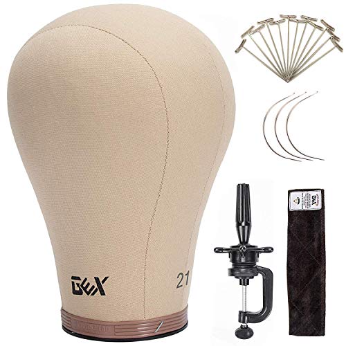 GEX 21" Canvas Block Cork Wig Mannequin Head for Wig Making Drying Styling