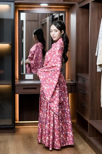 Image of Na'Rak Women's Kimono Robe, Full-Wrap Yukata Style Long Soft Loungewear Luxury Dressing Gown